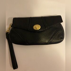 Small Talbots Black Leather Wristlet